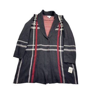 Charter Club Womens Cardigan Sweater Jacket 1X Plaid Wool Blend Snap Front New